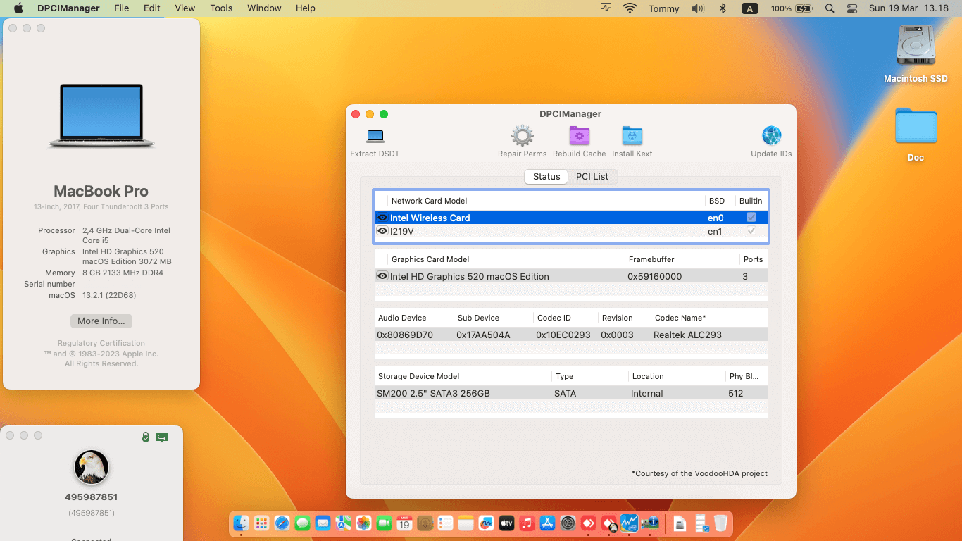 Success Hackintosh macOS Ventura 13.2.1 Build 22D68 in Lenovo Thinkpad X260